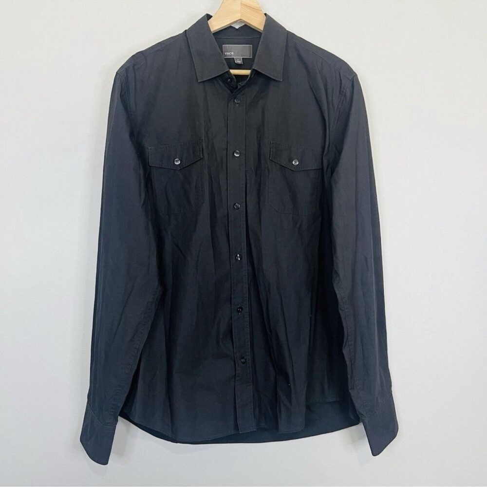 Vince Black Long Sleeve Button-Up Dress Shirt